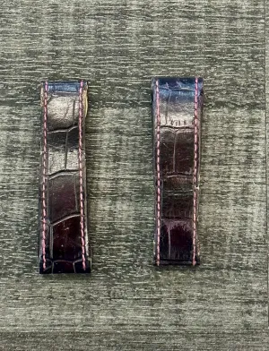 CARTIER Dark Purple Padded Crocodile deployment Watch Strap -$800 VALUE w/ CoA!