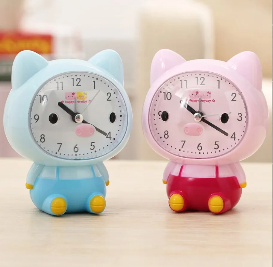 Children Alarm Clock Cartoon Bear Frog Cat Silent Clocks Watch Time Stand Cat Clocks Home Decoration Mute Electronic Desk Clock