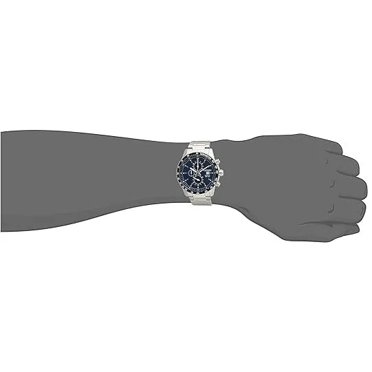 Citizen Men's Blue Dial Stainless Steel Silver-tone Band Analog Chronograph Japanese Quartz Watch -  AN3600-59L