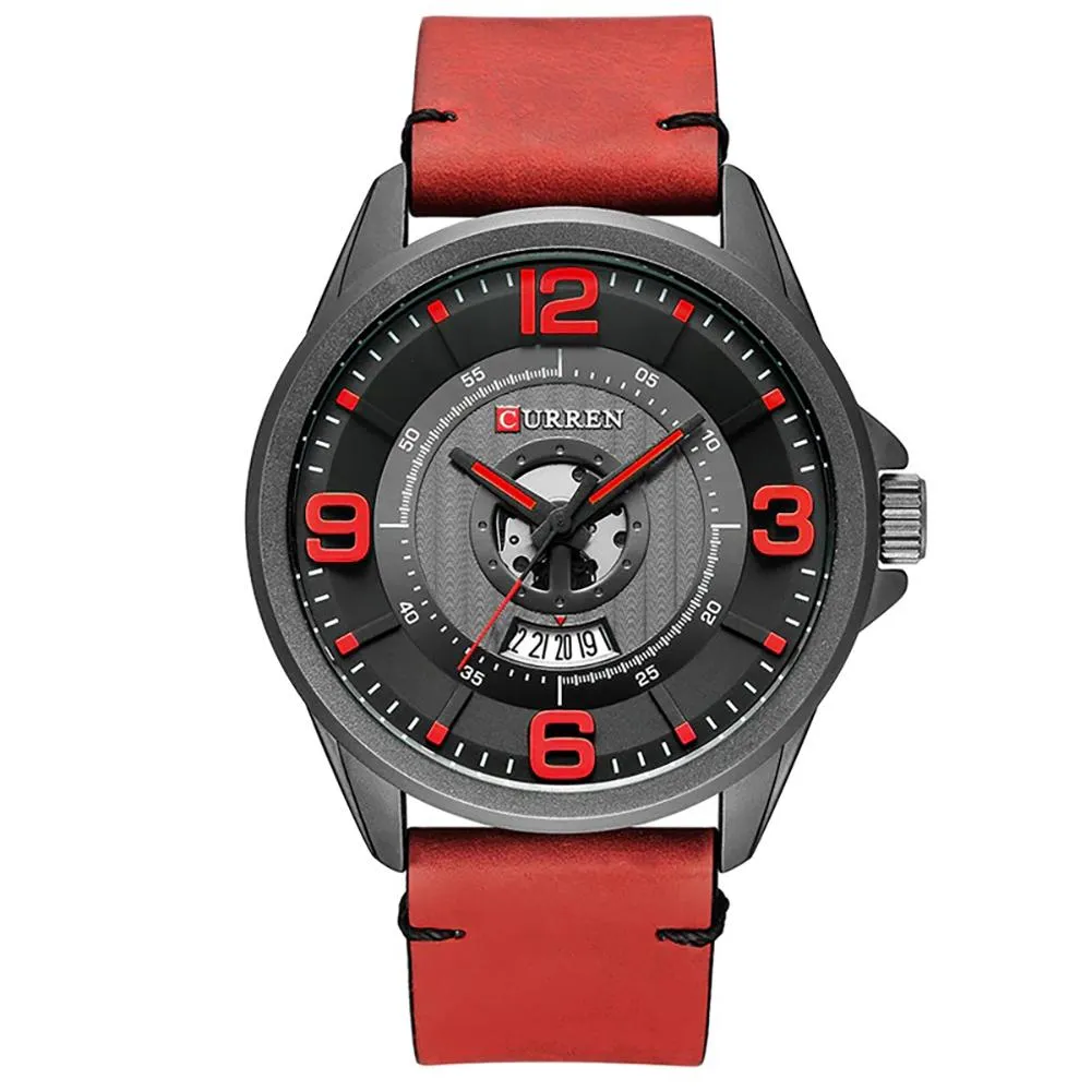 Classic Leather Strap with Big Dial Quartz Watch
