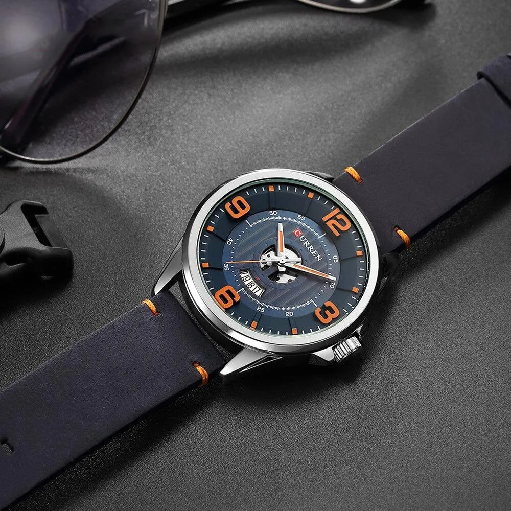 Classic Leather Strap with Big Dial Quartz Watch