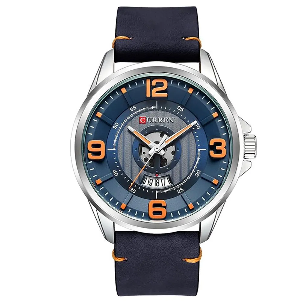 Classic Leather Strap with Big Dial Quartz Watch