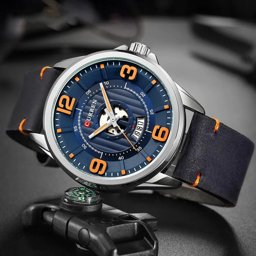 Classic Leather Strap with Big Dial Quartz Watch