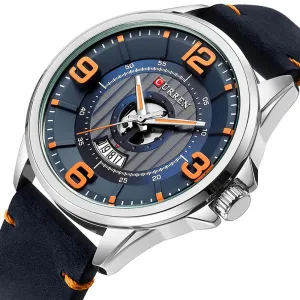 Classic Leather Strap with Big Dial Quartz Watch