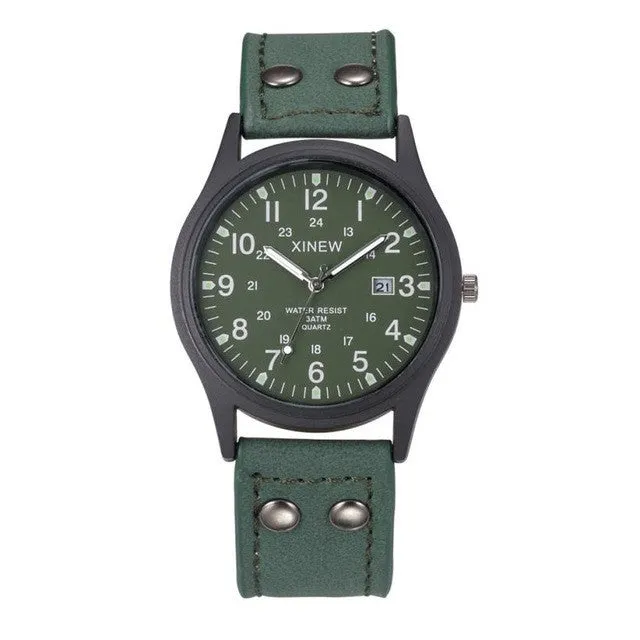 Classic Men's Waterproof Leather Strap Watch for Men