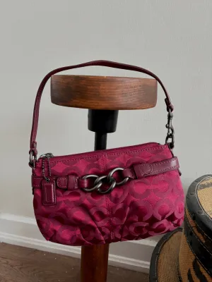 COACH SIGNATURE BURGUNDY WRISTLET/PURSE