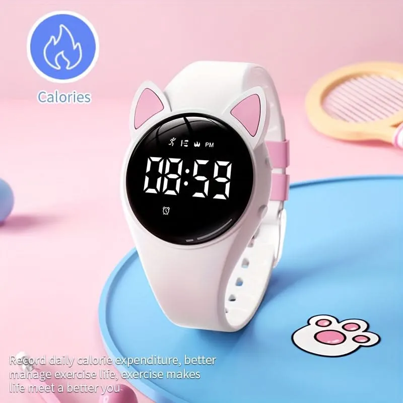 Cute Cat Ear Digital Watch for Kids - Silicone Band