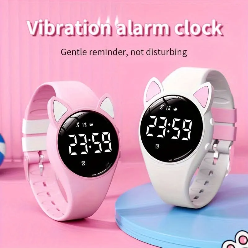 Cute Cat Ear Digital Watch for Kids - Silicone Band