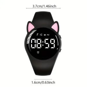 Cute Cat Ear Digital Watch for Kids - Silicone Band