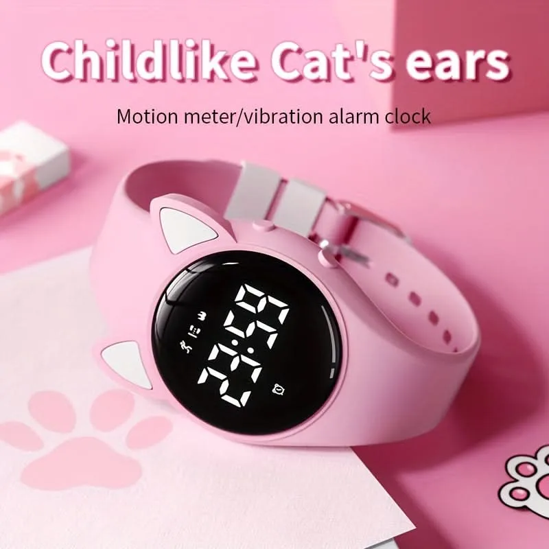 Cute Cat Ear Digital Watch for Kids - Silicone Band