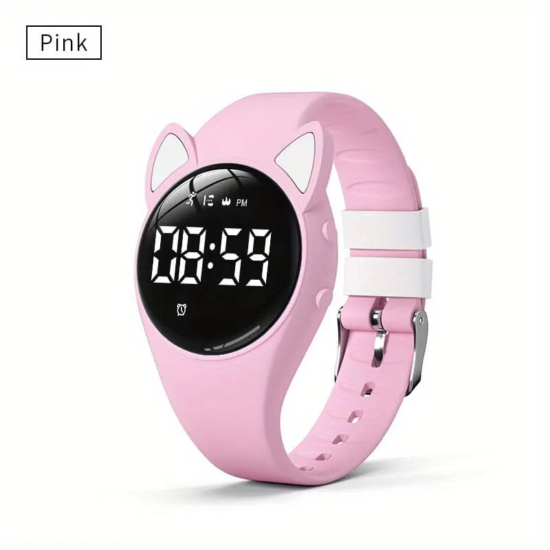 Cute Cat Ear Digital Watch for Kids - Silicone Band