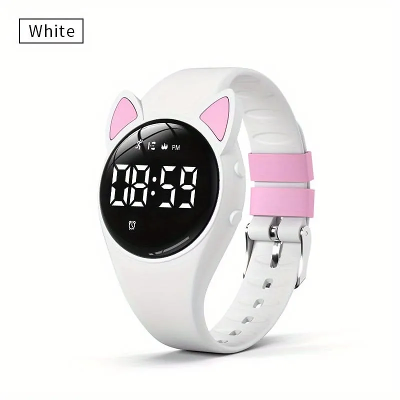 Cute Cat Ear Digital Watch for Kids - Silicone Band