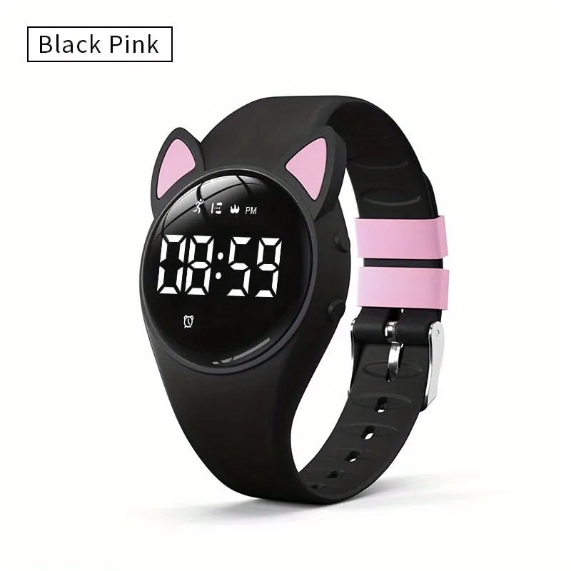 Cute Cat Ear Digital Watch for Kids - Silicone Band