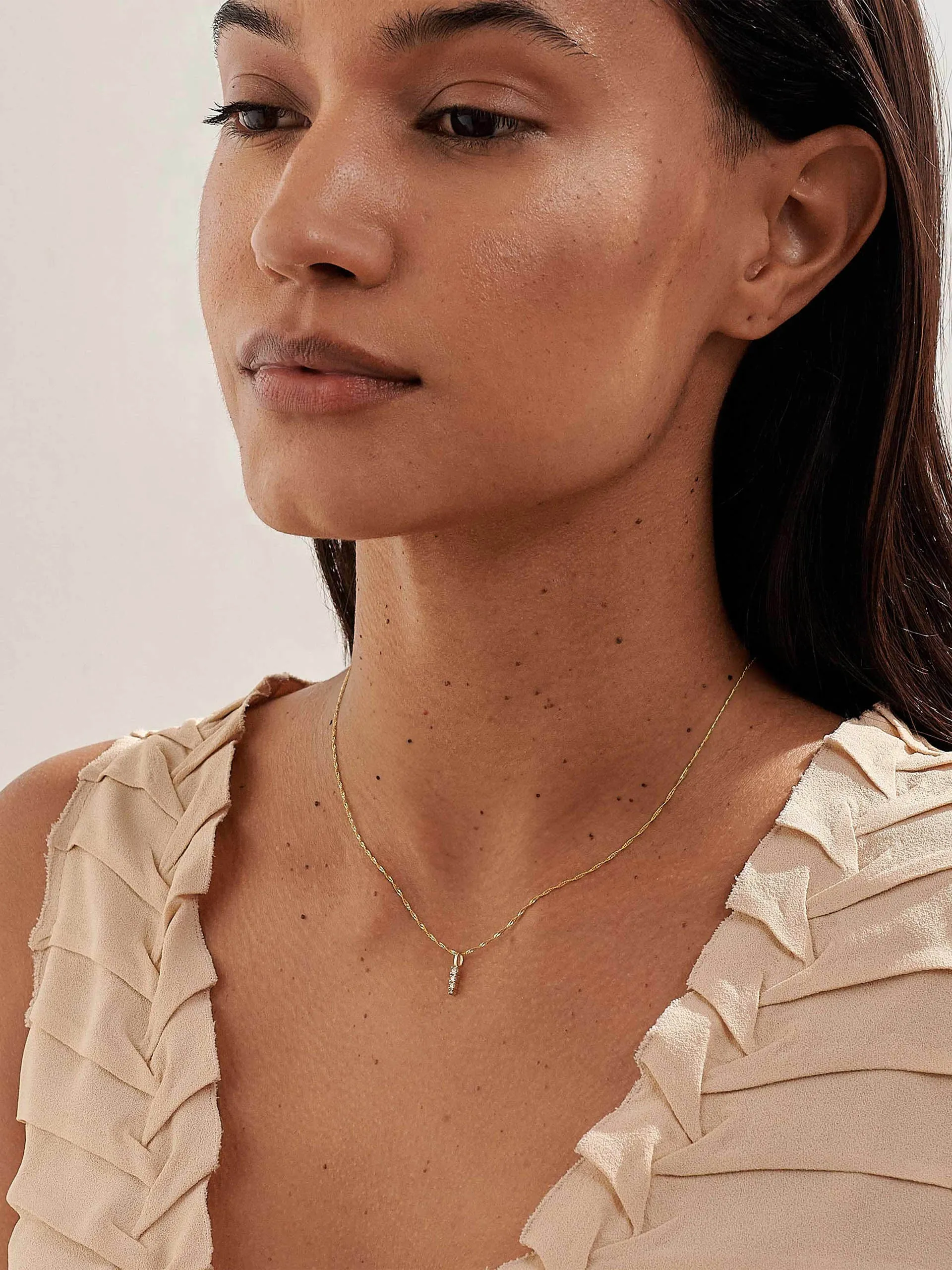 Dainty diamond drop necklace