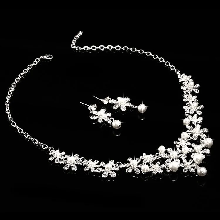 Diamond Earrings Necklace Bridal Jewelry