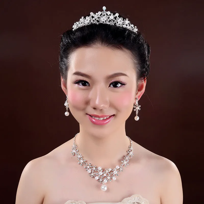Diamond Earrings Necklace Bridal Jewelry