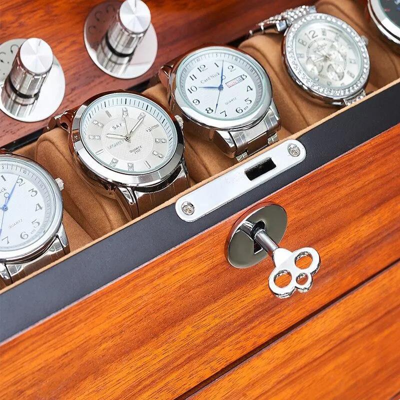 Edison 5 Modes Automatic Fraxinus Wood Watch Winder & Display Box