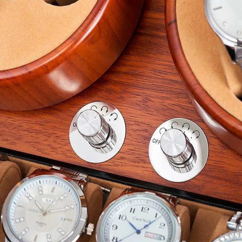 Edison 5 Modes Automatic Fraxinus Wood Watch Winder & Display Box