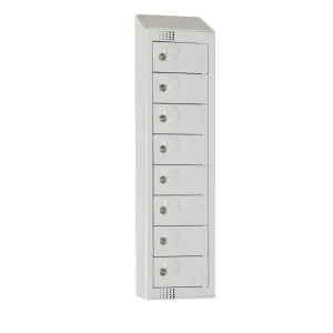 Elite Personal Effects Locker 8 Door Grey Camlock Sloping Top