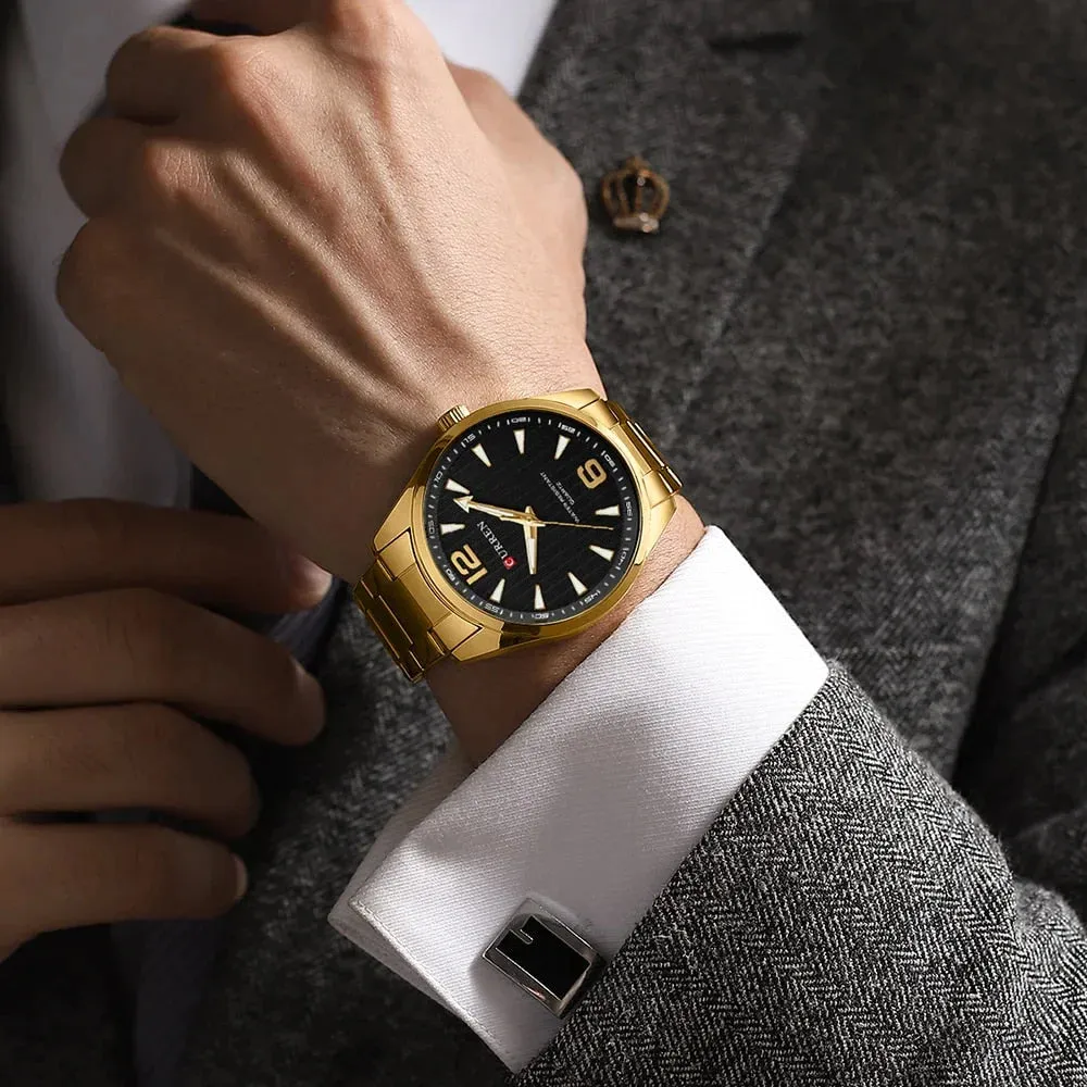 Fashion Brand Men's Watches with Luminous Hands Business Stainless Steel Band Wristwatches for Male
