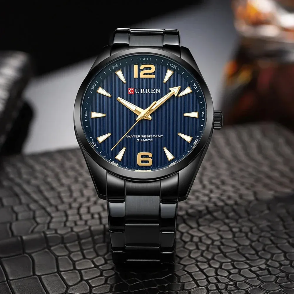 Fashion Brand Men's Watches with Luminous Hands Business Stainless Steel Band Wristwatches for Male