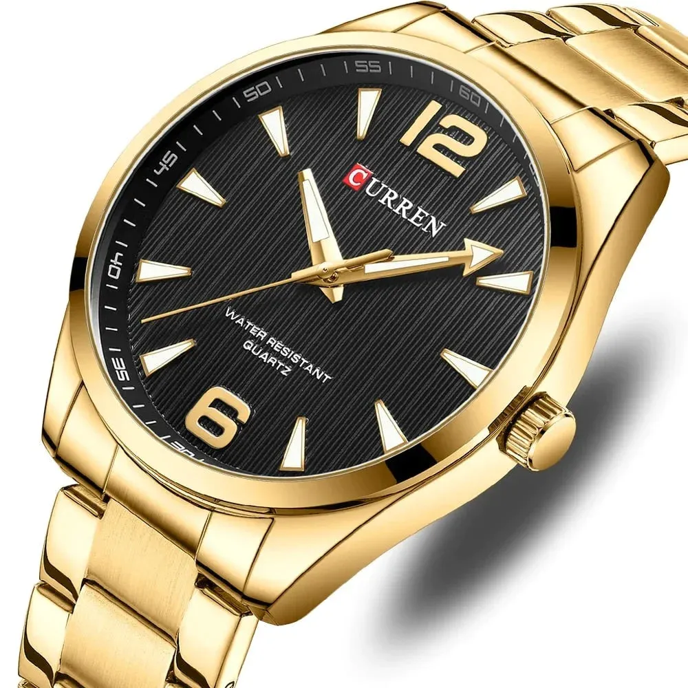Fashion Brand Men's Watches with Luminous Hands Business Stainless Steel Band Wristwatches for Male