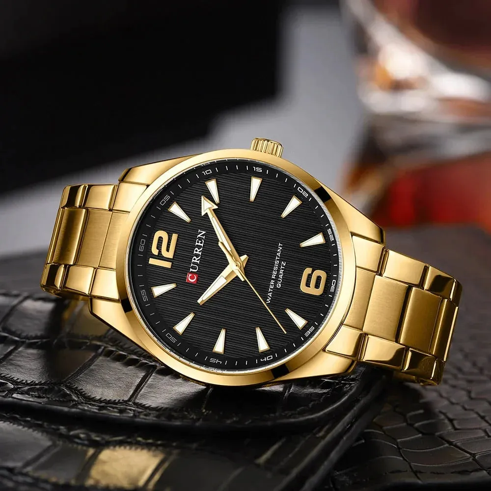 Fashion Brand Men's Watches with Luminous Hands Business Stainless Steel Band Wristwatches for Male