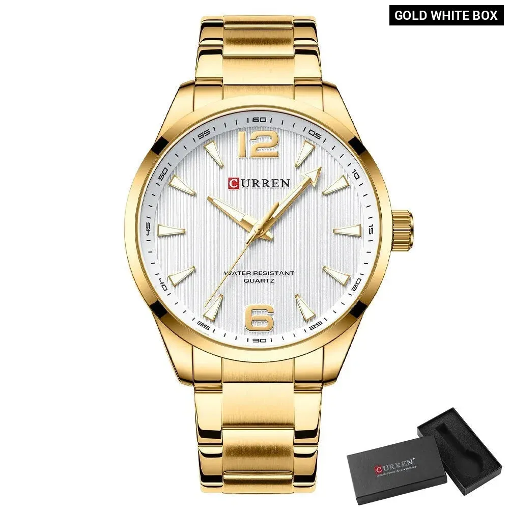 Fashion Brand Men's Watches with Luminous Hands Business Stainless Steel Band Wristwatches for Male