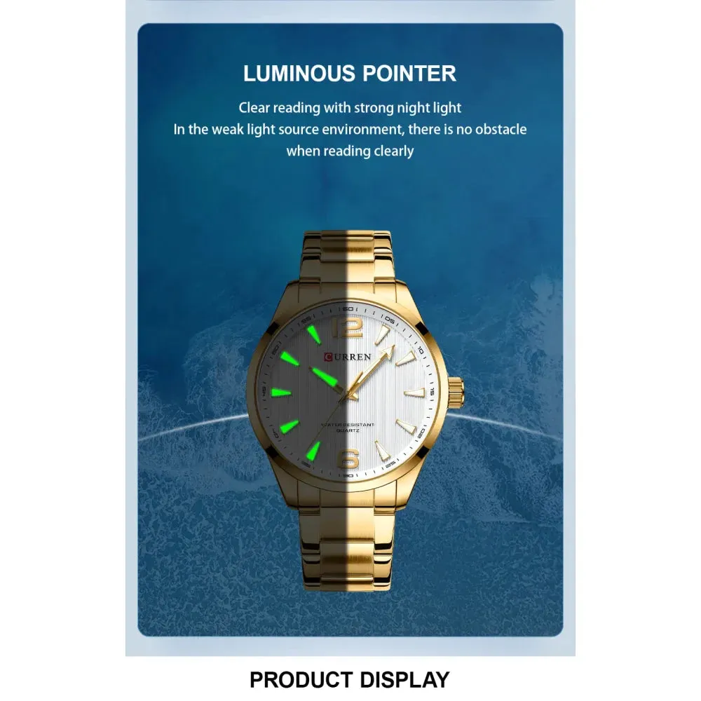 Fashion Brand Men's Watches with Luminous Hands Business Stainless Steel Band Wristwatches for Male