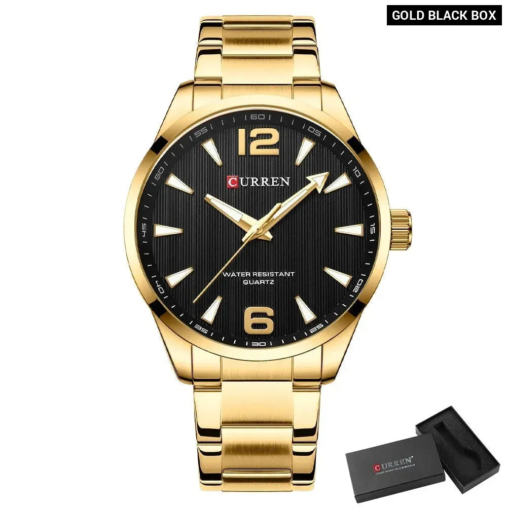 Fashion Brand Men's Watches with Luminous Hands Business Stainless Steel Band Wristwatches for Male