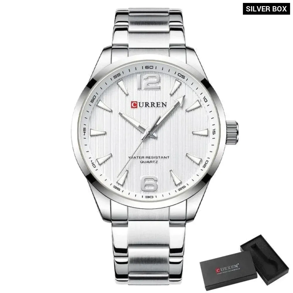 Fashion Brand Men's Watches with Luminous Hands Business Stainless Steel Band Wristwatches for Male