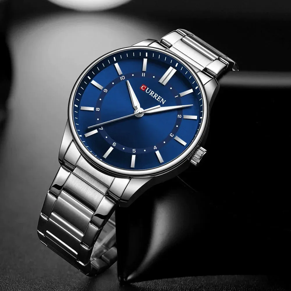 Fashion Brand Men's Watches with Luminous Hands Business Stainless Steel Band Wristwatches for Male