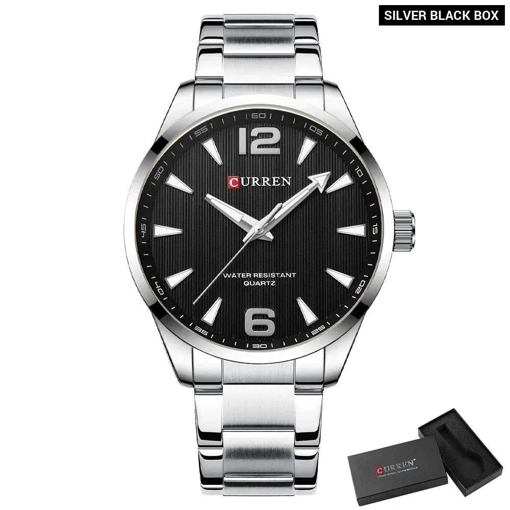 Fashion Brand Men's Watches with Luminous Hands Business Stainless Steel Band Wristwatches for Male