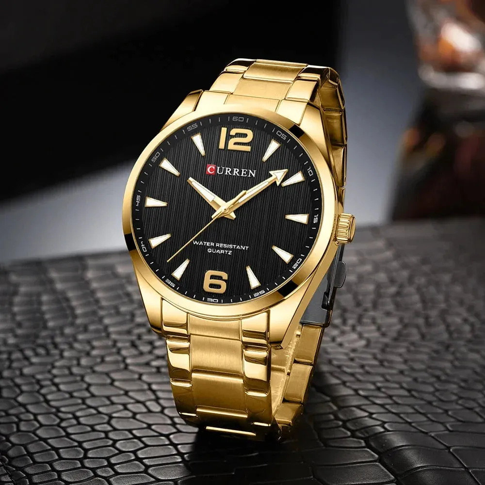 Fashion Brand Men's Watches with Luminous Hands Business Stainless Steel Band Wristwatches for Male