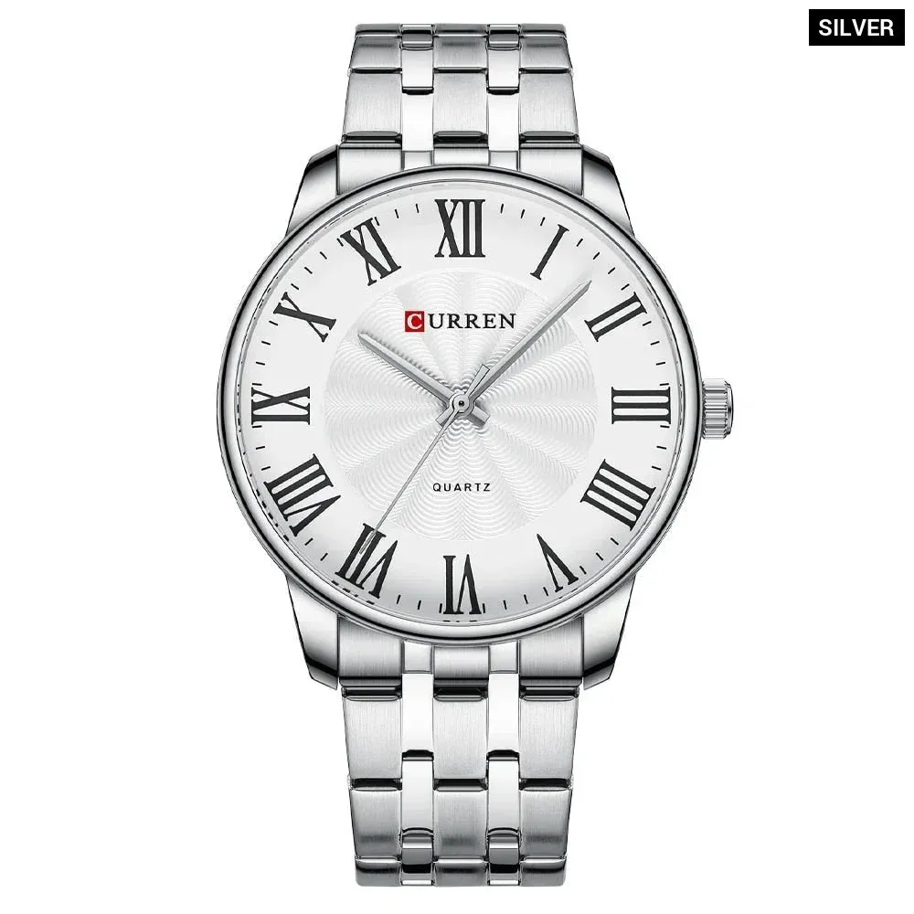 Fashion Brand Quartz Watches for Men Stainless Steel Band Wristwatches Black Clock for Male