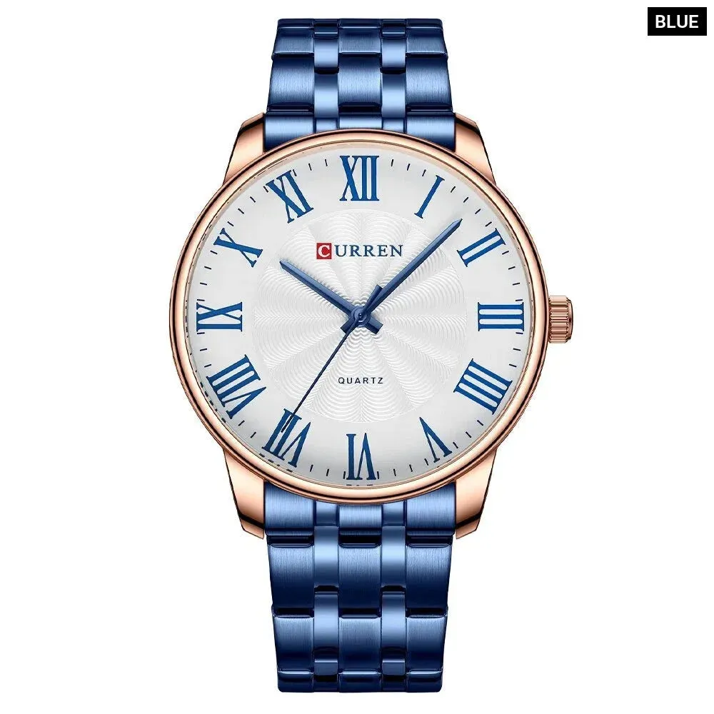 Fashion Brand Quartz Watches for Men Stainless Steel Band Wristwatches Black Clock for Male