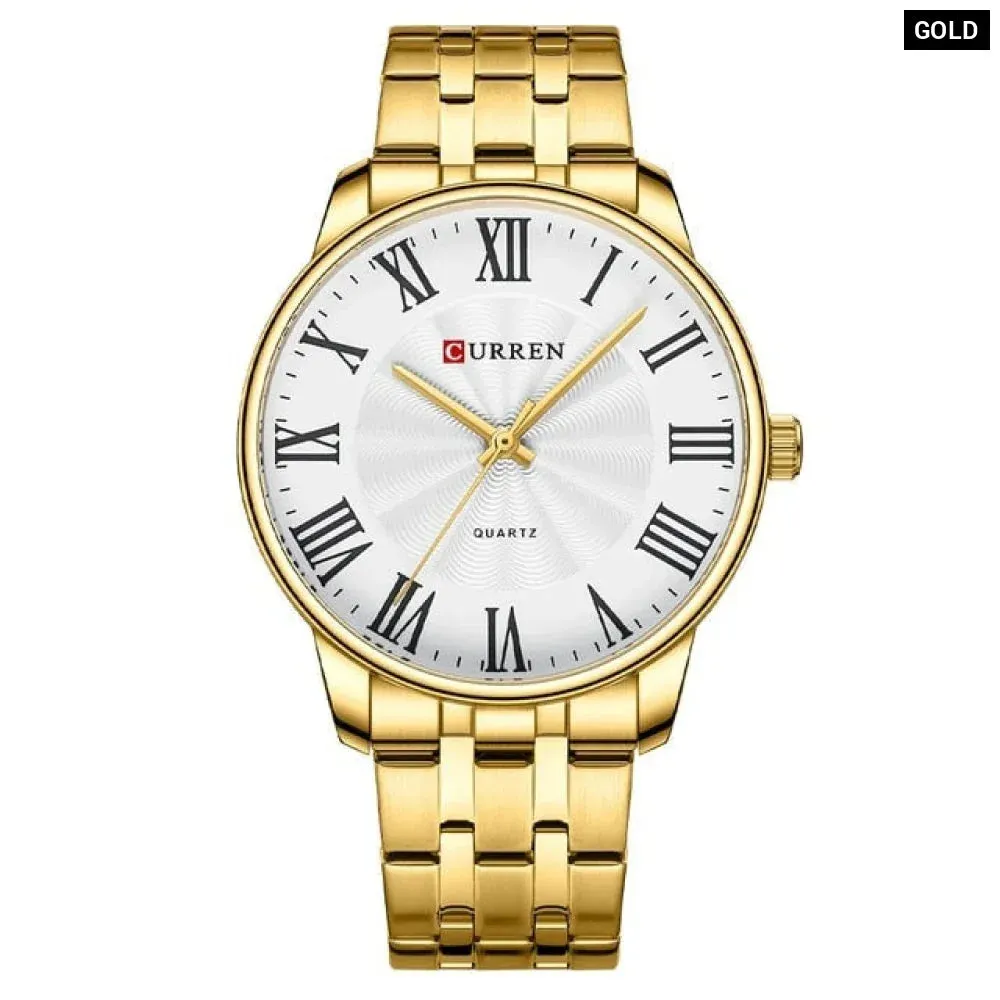 Fashion Brand Quartz Watches for Men Stainless Steel Band Wristwatches Black Clock for Male