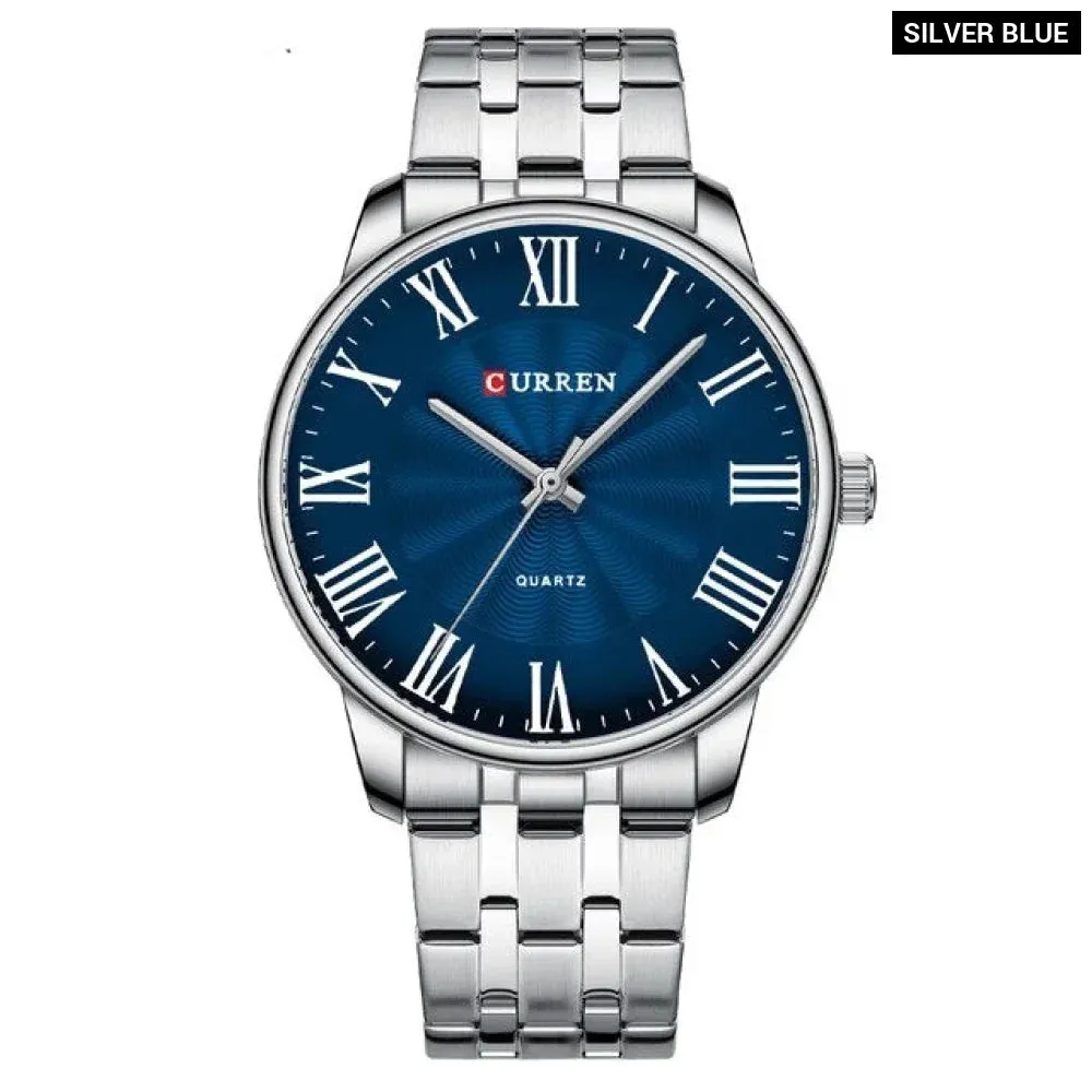 Fashion Brand Quartz Watches for Men Stainless Steel Band Wristwatches Black Clock for Male