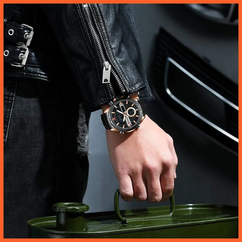 Fashion Sports Gold Men'S Digital Watches With Stainless Steel Chronograph | Luminous Wristwatch Led Male Wrist Watch For Men