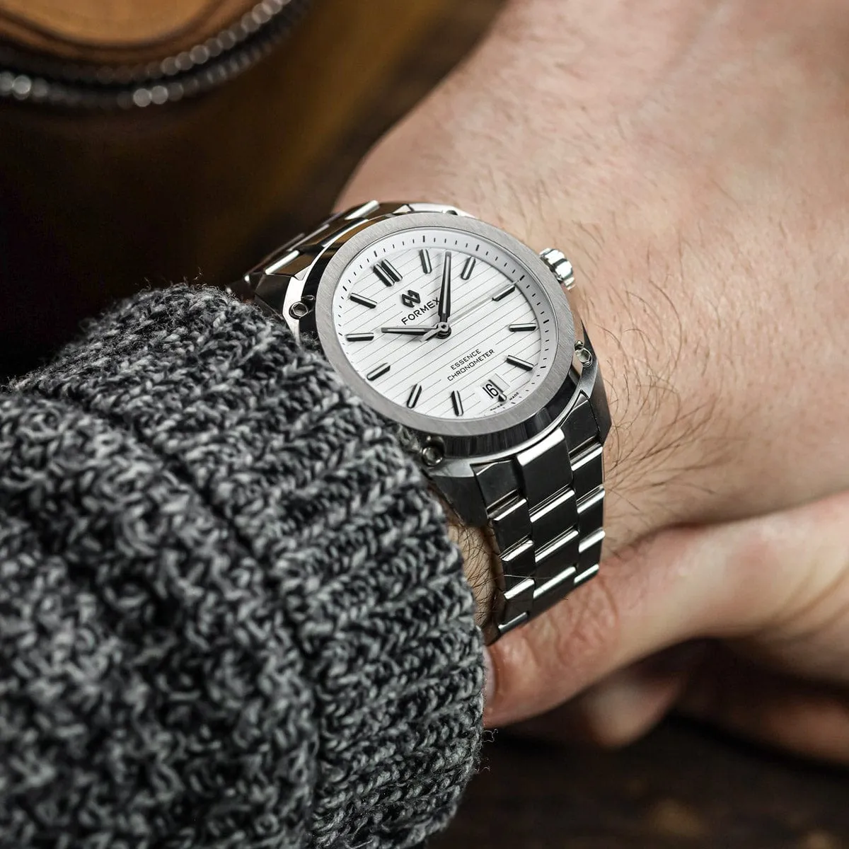Formex Essence 39 Automatic Chronometer Watch - White / Steel Bracelet