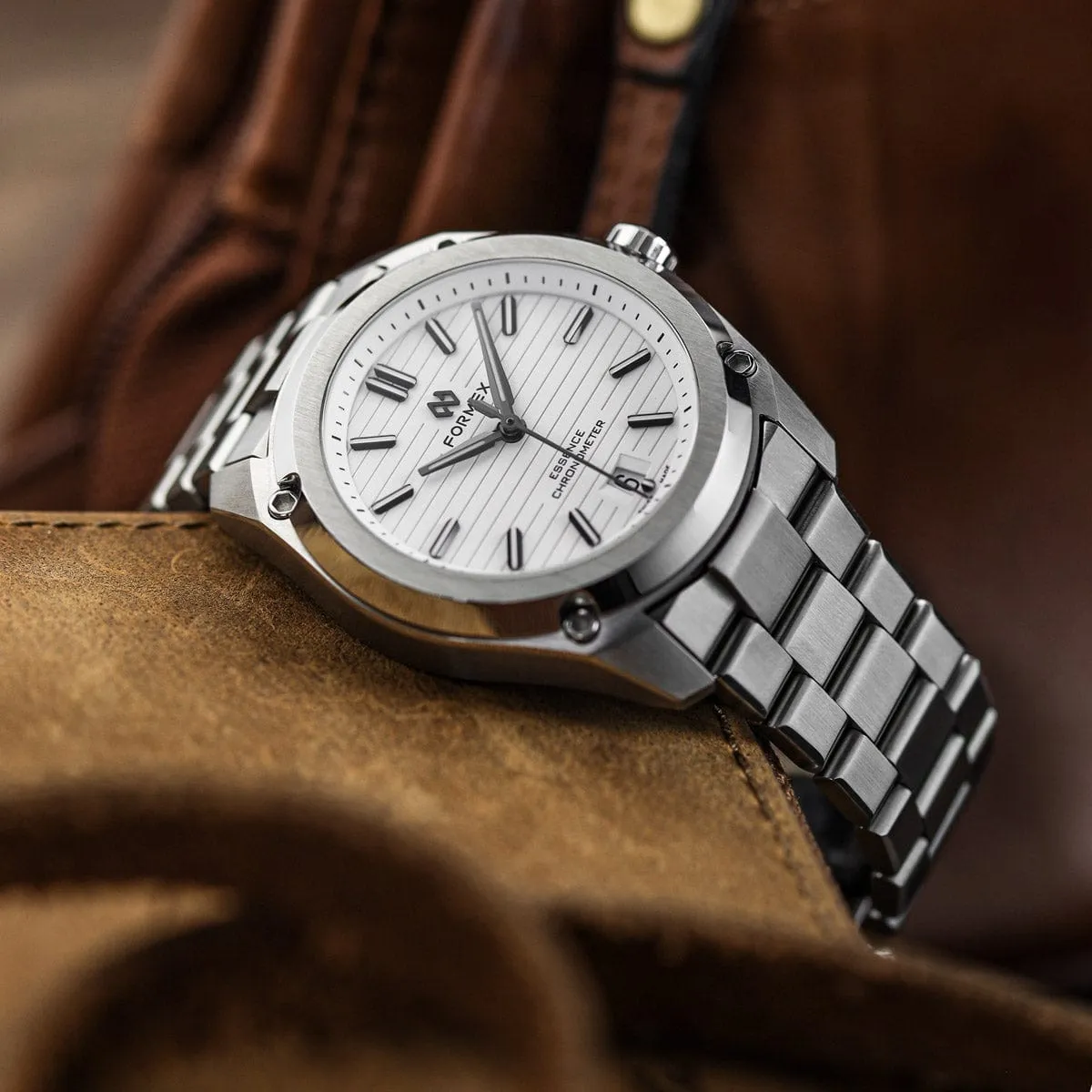 Formex Essence 39 Automatic Chronometer Watch - White / Steel Bracelet