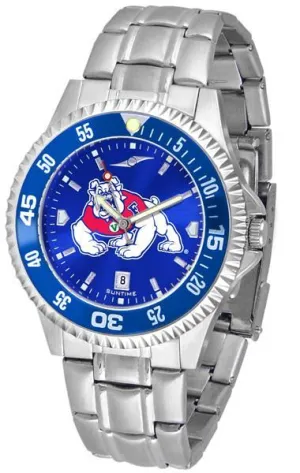 Fresno State Bulldogs Mens Competitor AnoChrome Steel Band Watch w/ Colored Bezel