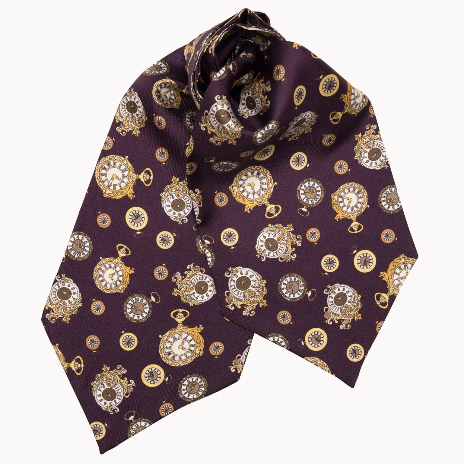 Gilded Keeper - Silk Ascot Cravat Tie - Plum