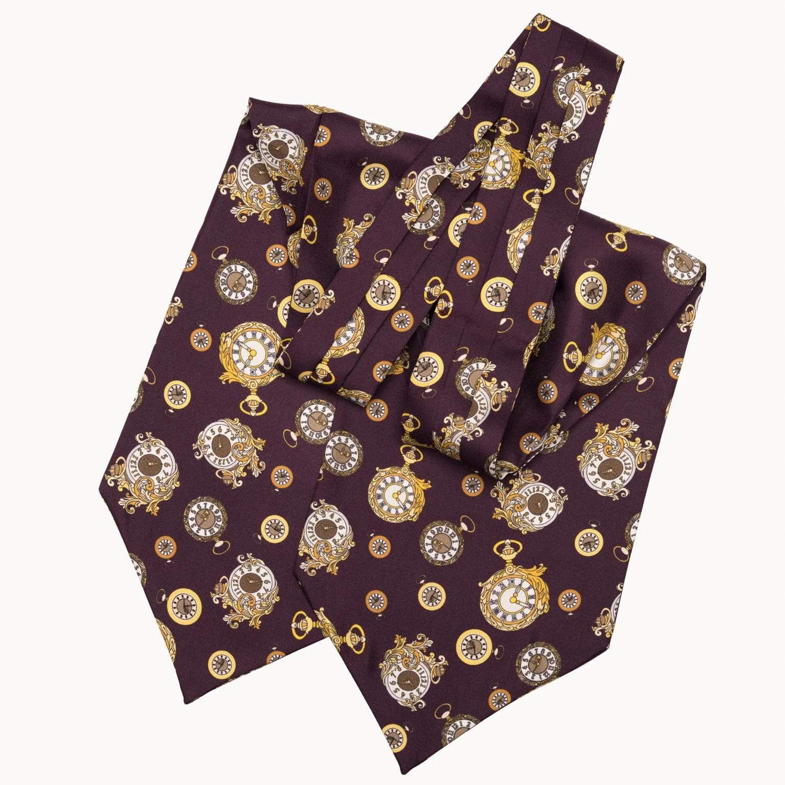 Gilded Keeper - Silk Ascot Cravat Tie - Plum