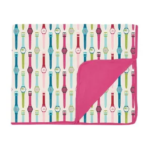 Girl's Print Bamboo Toddler Blanket - Natural Watches