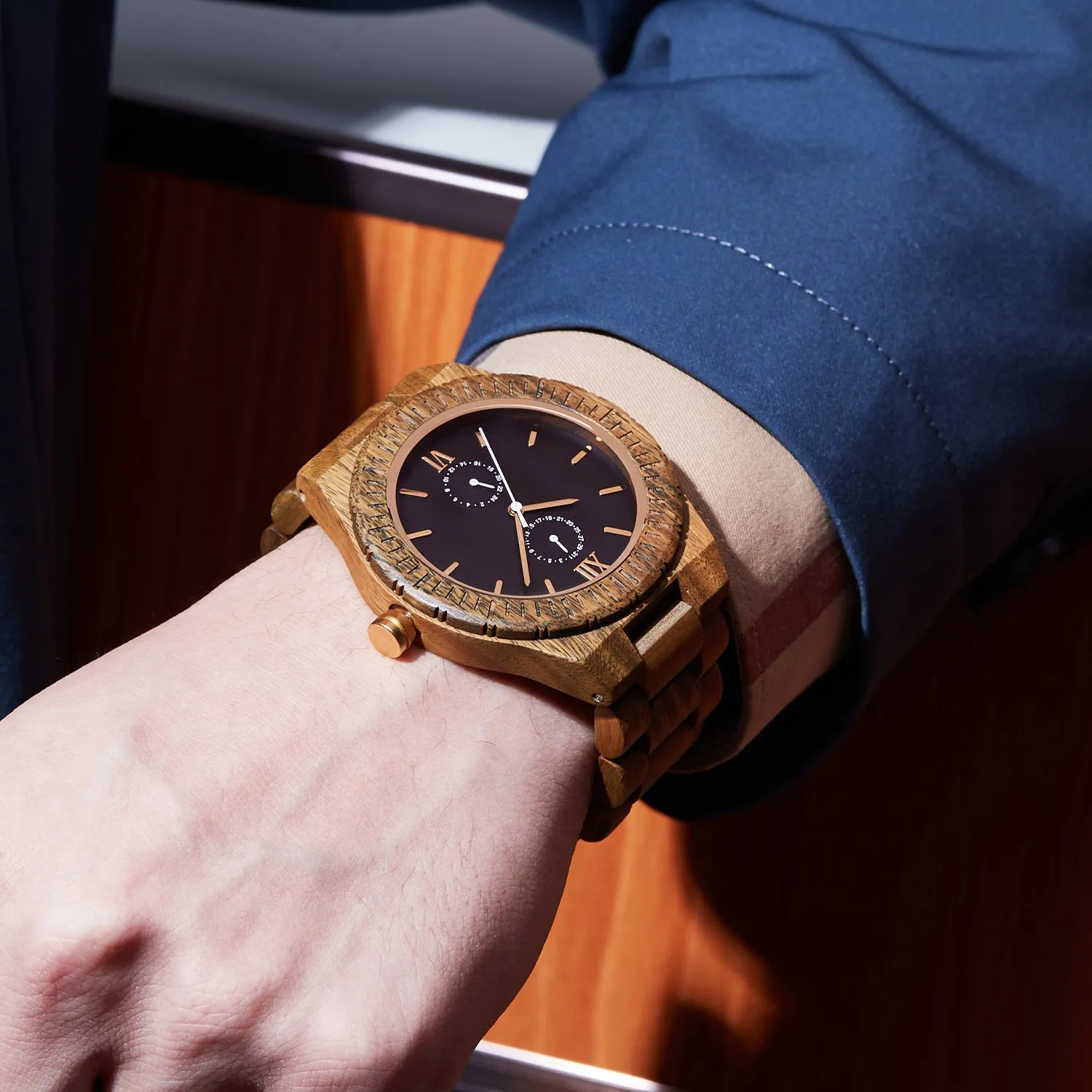 Giza - Black Face Green Sandalwood Chronograph