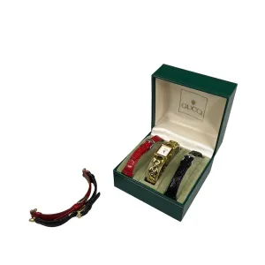 GUCCI 1800L GOLD TONED QUARTZ WATCH W/ INTERCHANGABLE BANDS