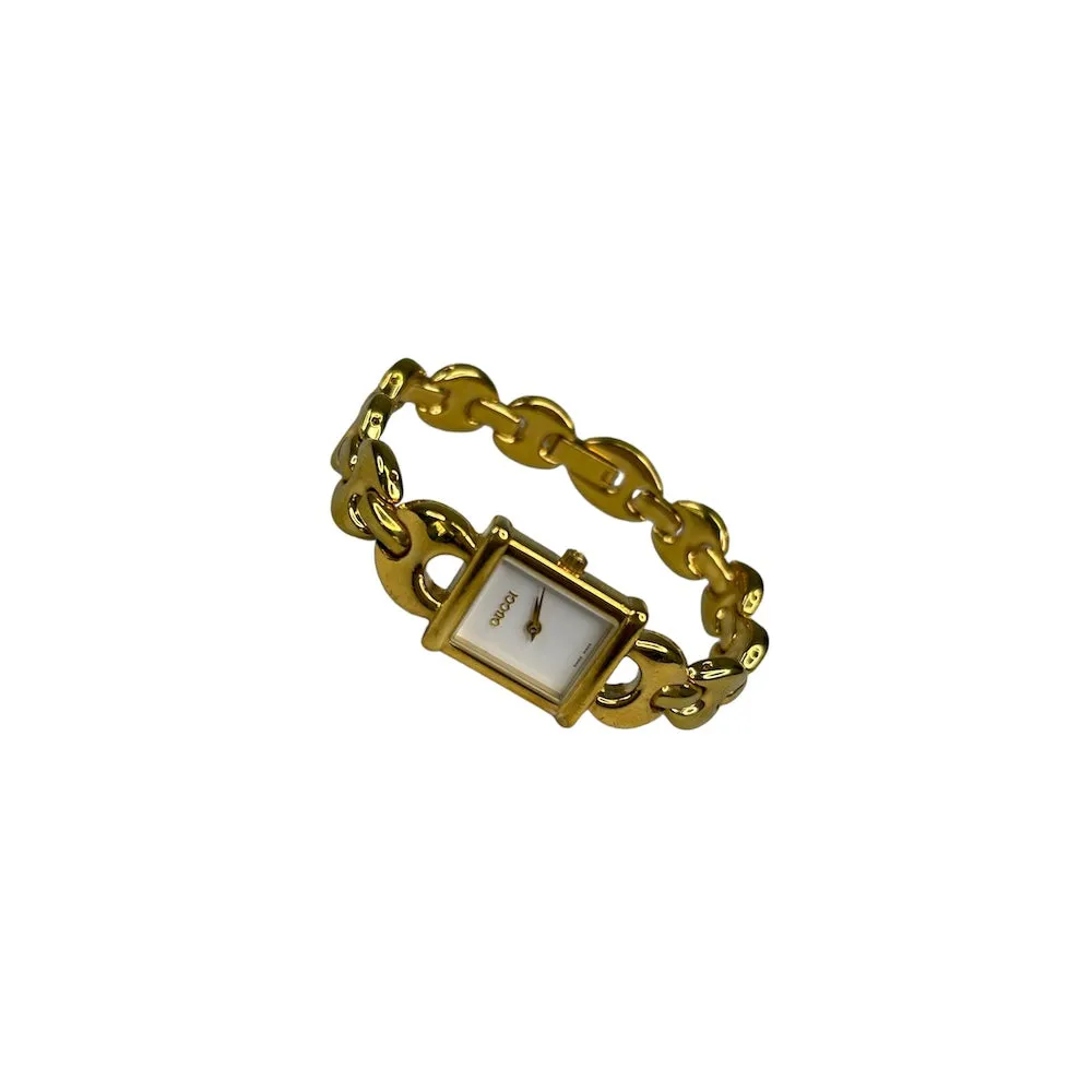 GUCCI 1800L GOLD TONED QUARTZ WATCH W/ INTERCHANGABLE BANDS