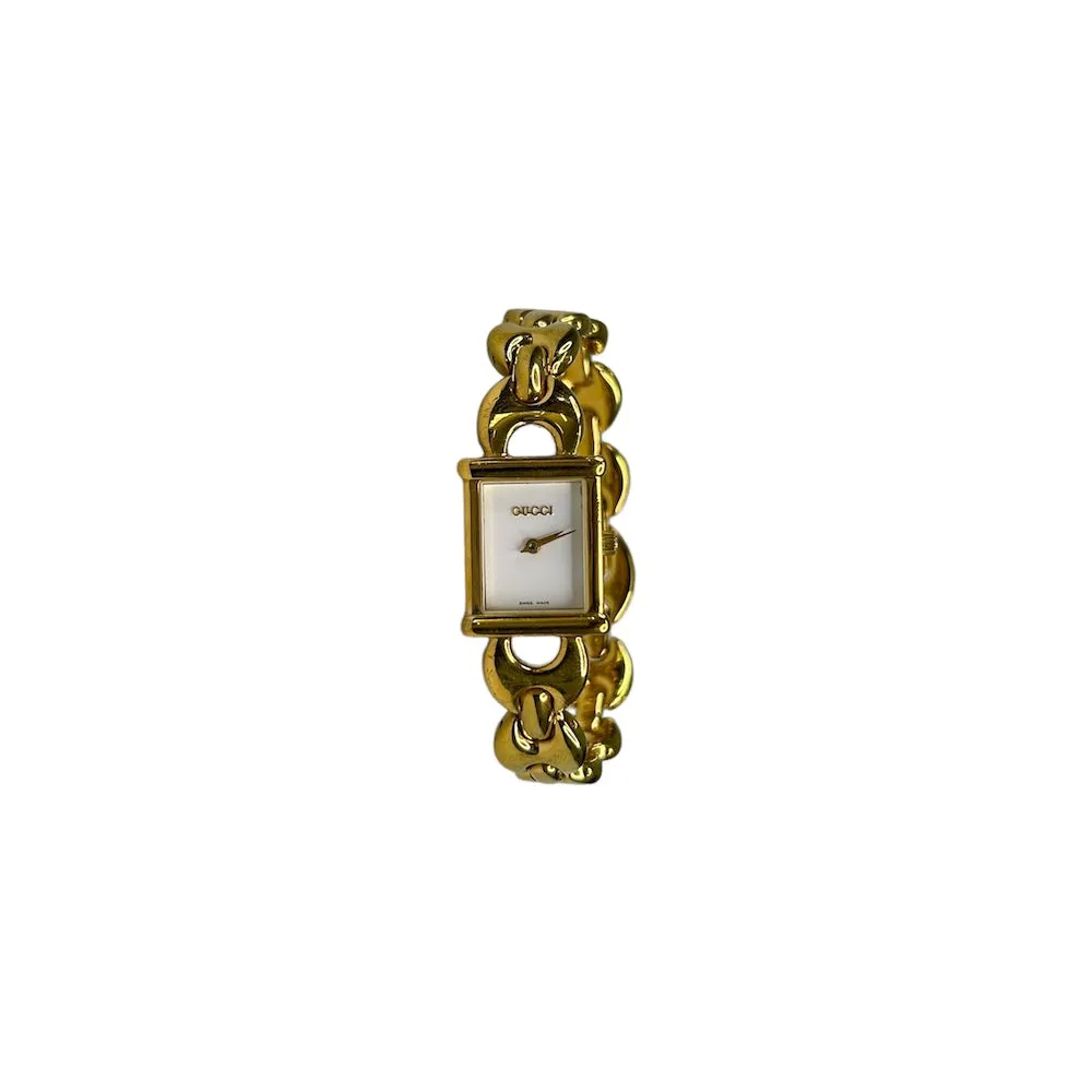 GUCCI 1800L GOLD TONED QUARTZ WATCH W/ INTERCHANGABLE BANDS