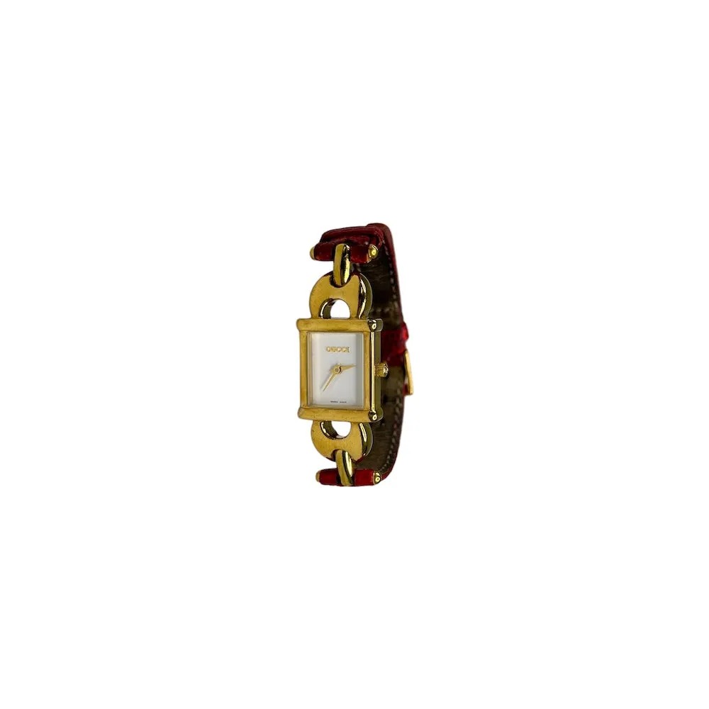 GUCCI 1800L GOLD TONED QUARTZ WATCH W/ INTERCHANGABLE BANDS